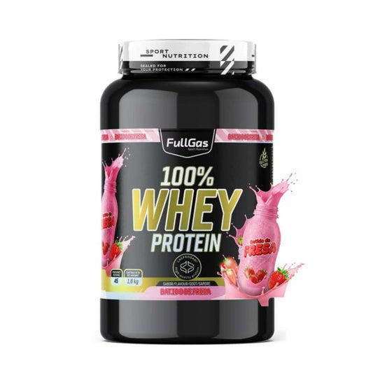 100% Whey Protein. 1.8kg. Batido de Fresa. Sin Gluten