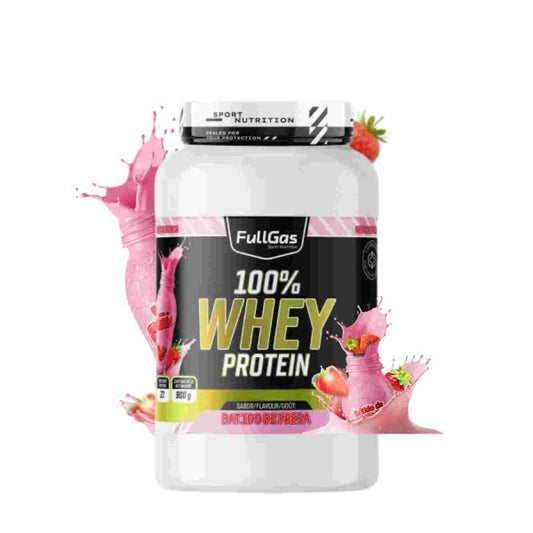 100% Whey Protein. 900gr. Batido de Fresa. Sin Gluten