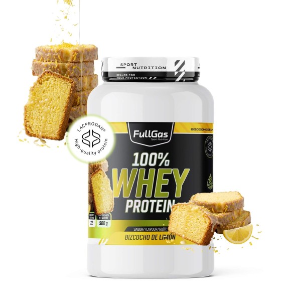 100% Whey Protein. 900gr. Bizcocho De  Limón. Sin Gluten