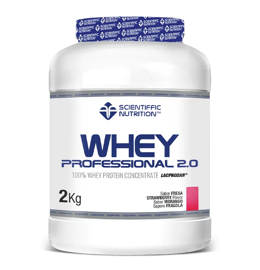 Whey Professional 2.0. 2 kilos. Fresa.  Sin Lactosa.