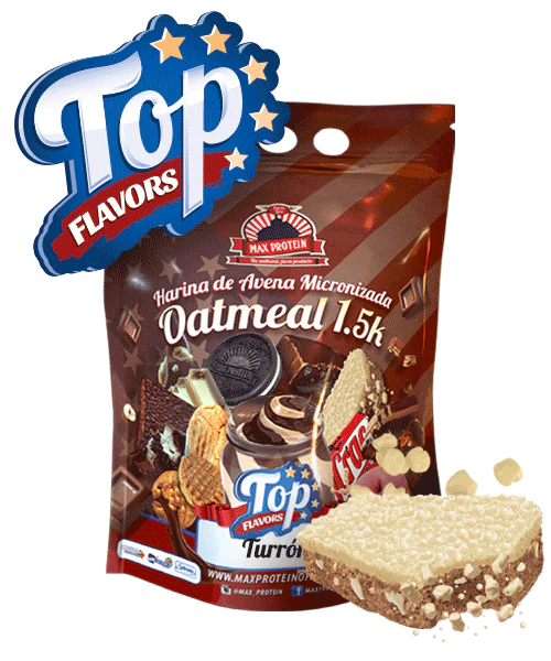 Top Flavors Oatmeal 1.5k. Turrón Crujiente de Chocolate Blanco