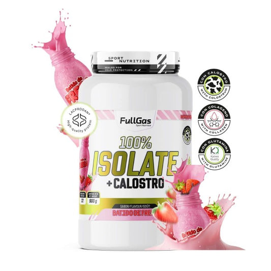 100% Isolate +  Calostro. 900gr. Batido de Fresa. Sin Gluten